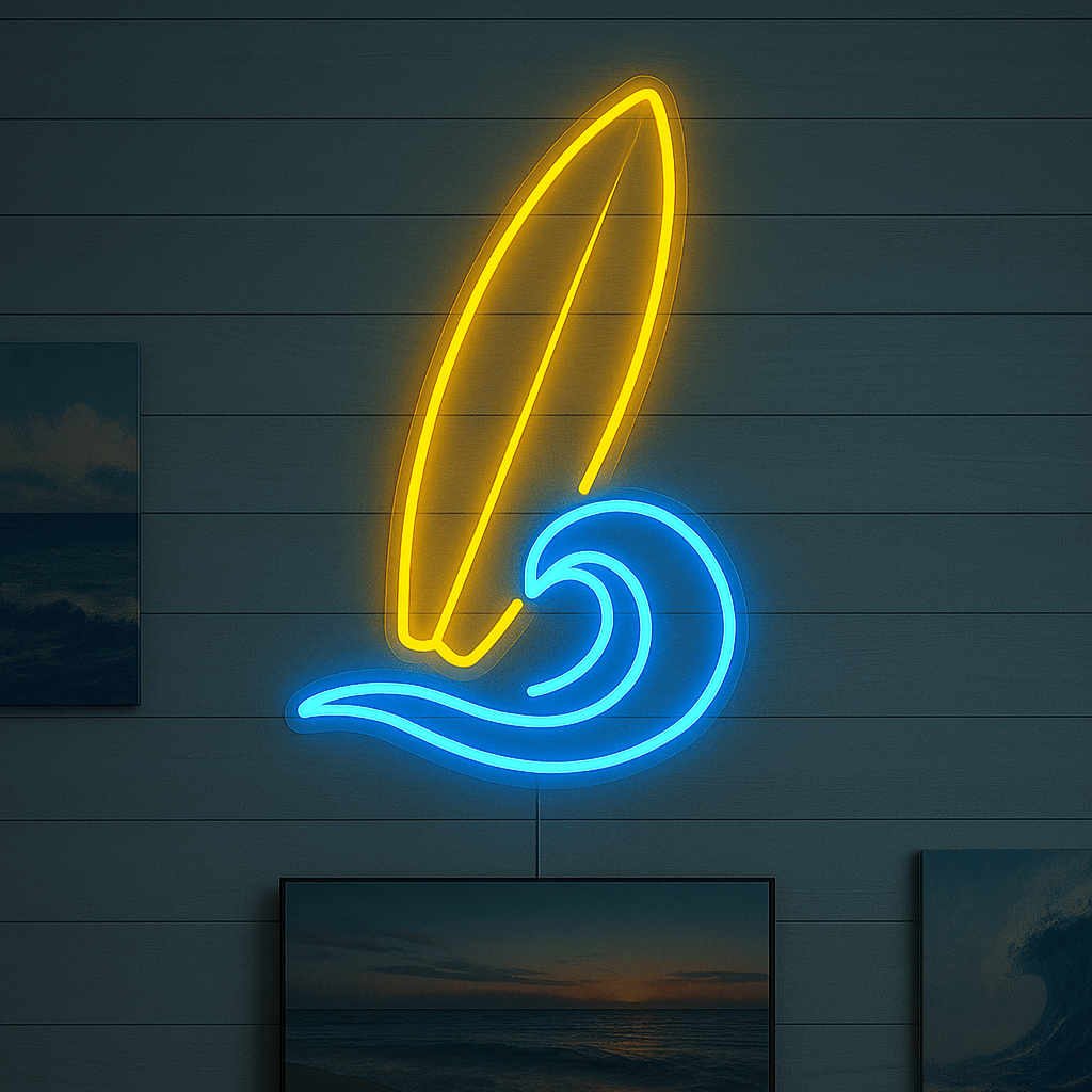 Neon Schild - Surfbrett mit Welle - Signio Technology Enterprise